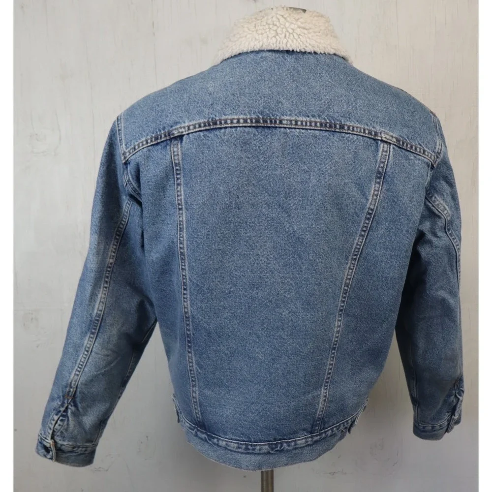 Vintage Levis Trucker Jacket Mens M Medium Blue Denim Sherpa Lined Made USA 90s